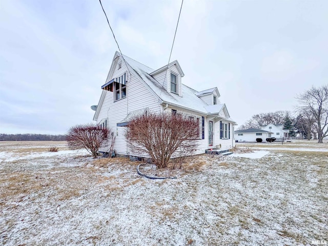 view of snow covered exterior