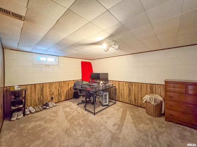 office area with light colored carpet