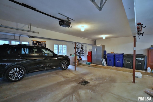 garage with a garage door opener