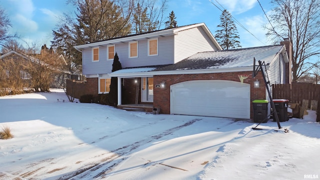 view of front property with a garage