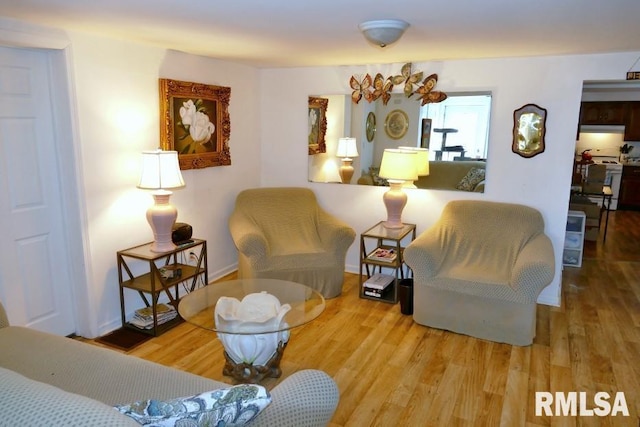 living area featuring hardwood / wood-style floors