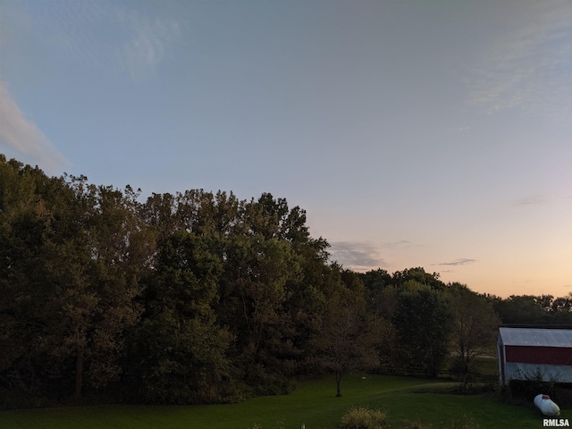 view of yard at dusk