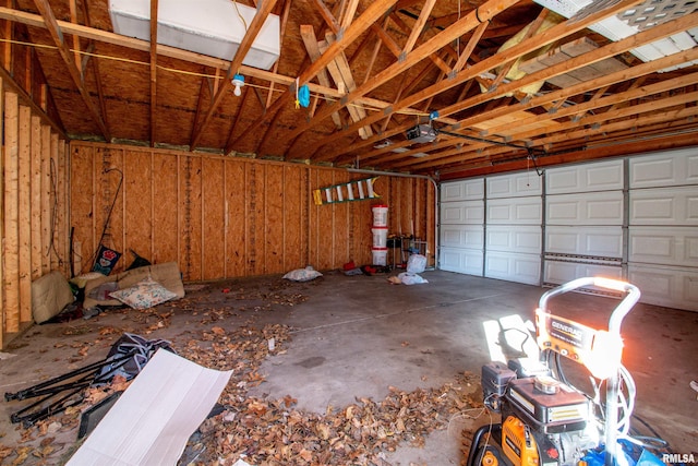 garage with a garage door opener