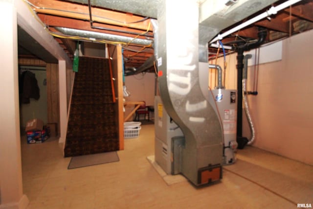 basement with gas water heater