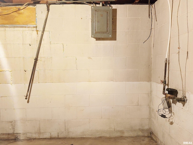 basement featuring electric panel