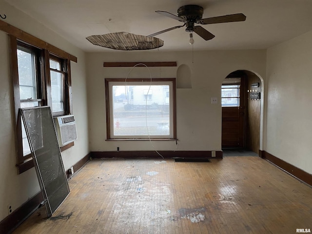 interior space featuring ceiling fan and light hardwood / wood-style flooring