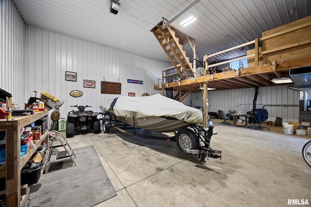 garage featuring metal wall