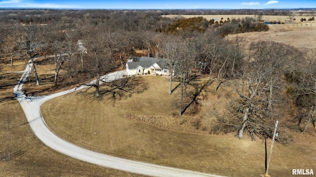 bird's eye view with a rural view