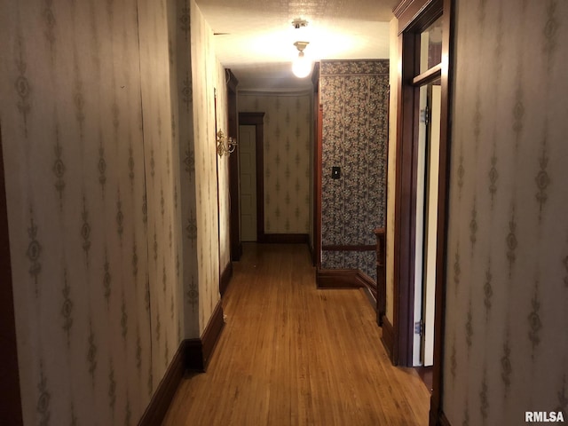 corridor with hardwood / wood-style floors