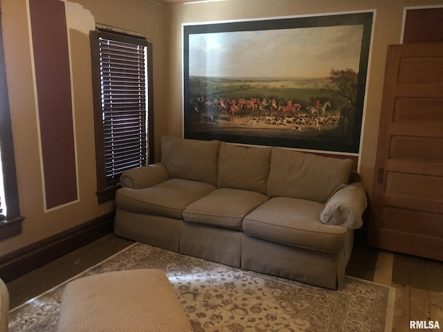 living room with hardwood / wood-style flooring