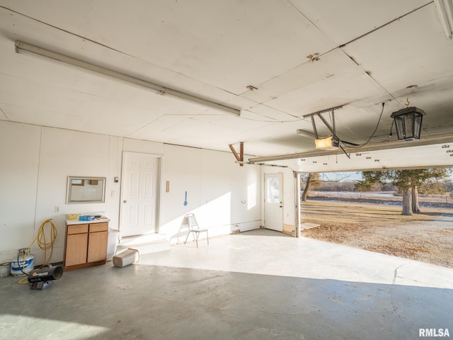 garage with a garage door opener