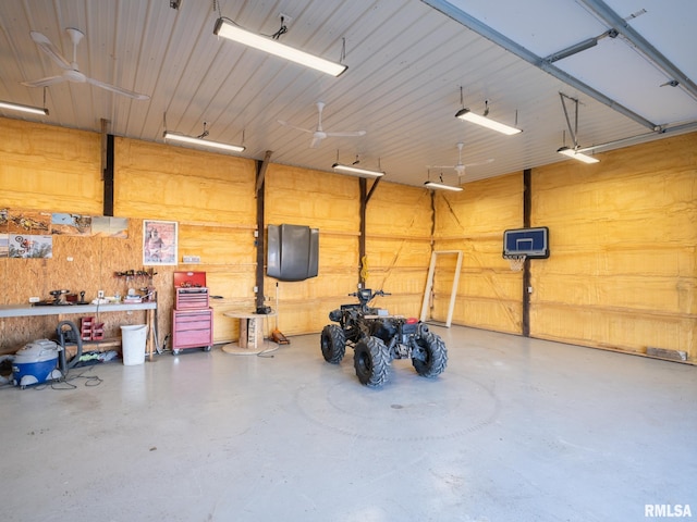 garage featuring a workshop area