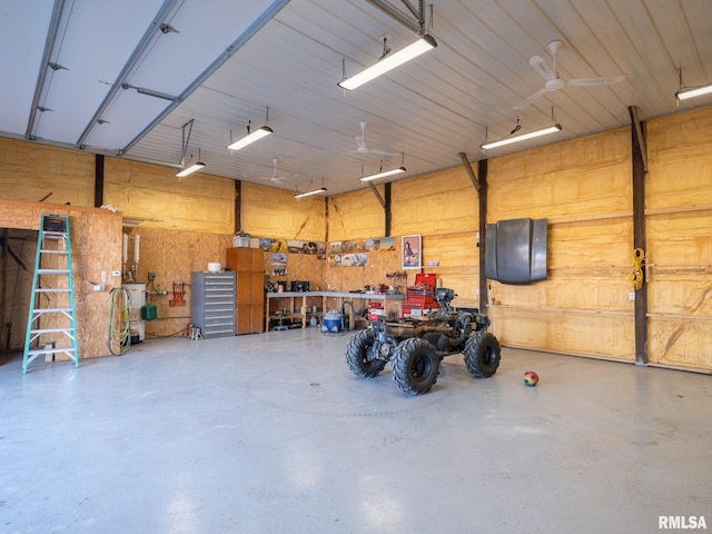 garage featuring a workshop area