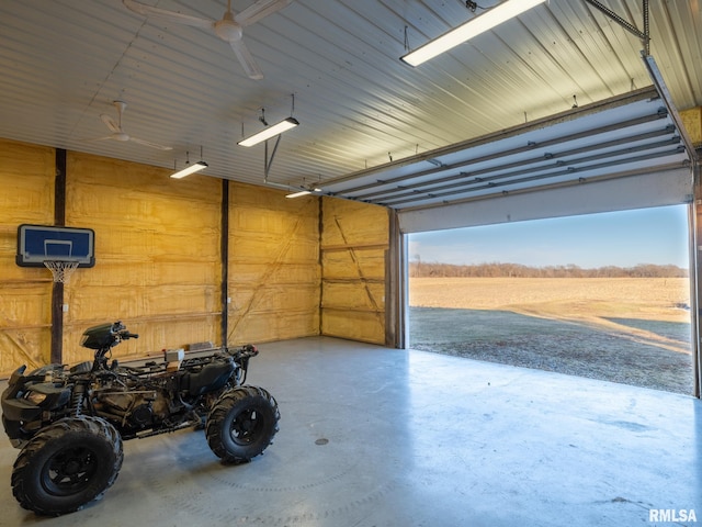 garage with a rural view