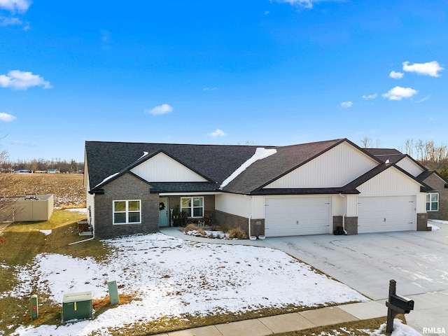 single story home featuring a garage