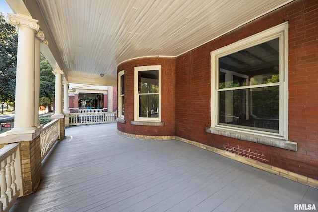 deck with covered porch