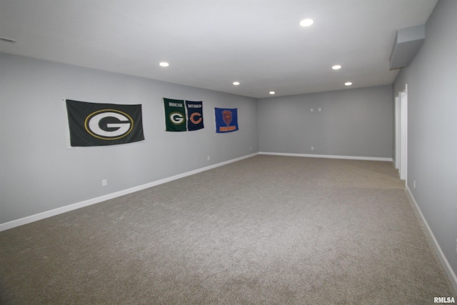 basement featuring carpet