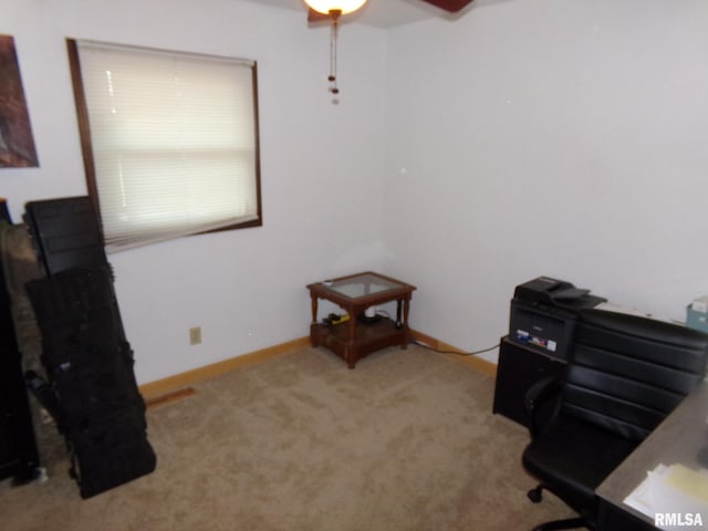 miscellaneous room with light colored carpet