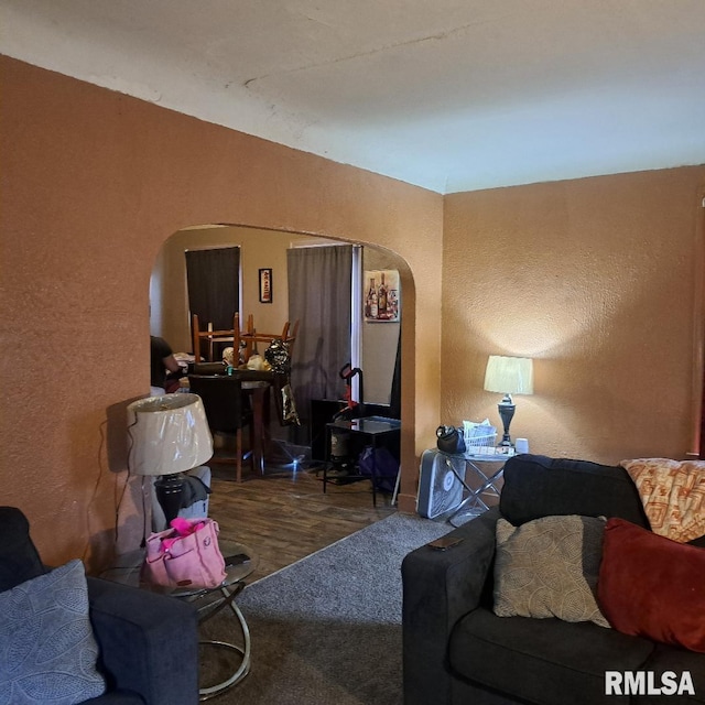 living room with hardwood / wood-style flooring