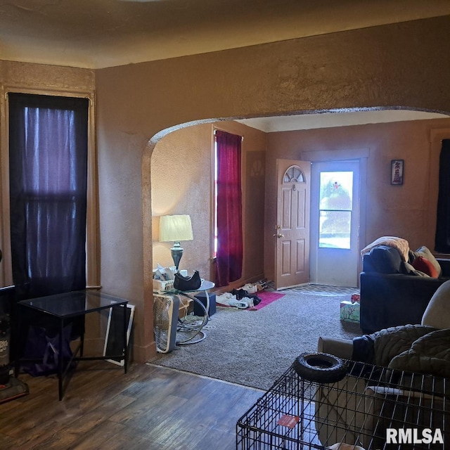 living room with wood-type flooring