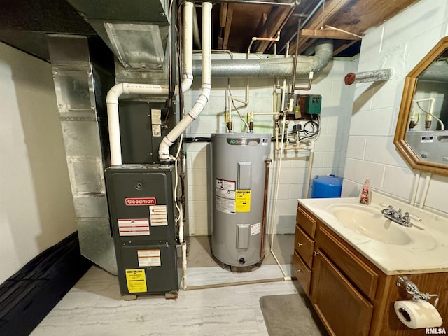 utility room featuring water heater and sink