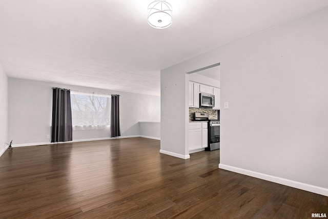 unfurnished living room with dark hardwood / wood-style flooring