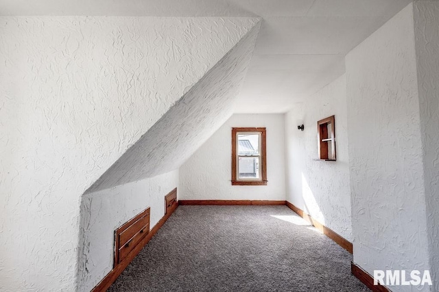 additional living space with carpet floors and vaulted ceiling