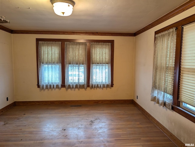 spare room featuring hardwood / wood-style flooring and a healthy amount of sunlight