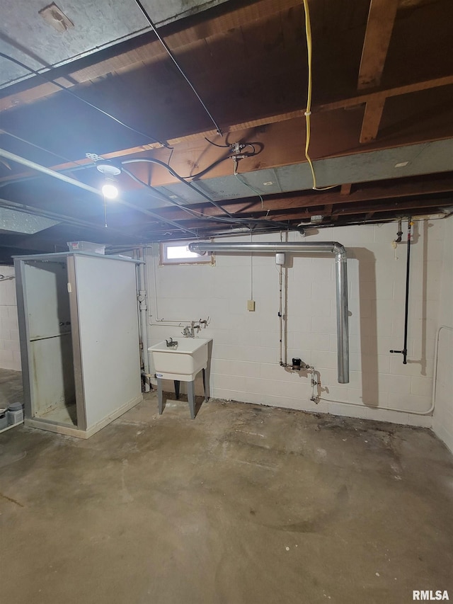 basement with sink