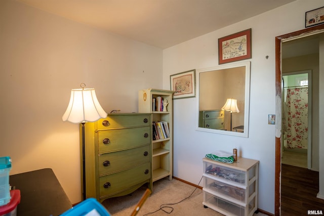 living area featuring carpet floors