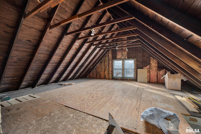 view of unfinished attic