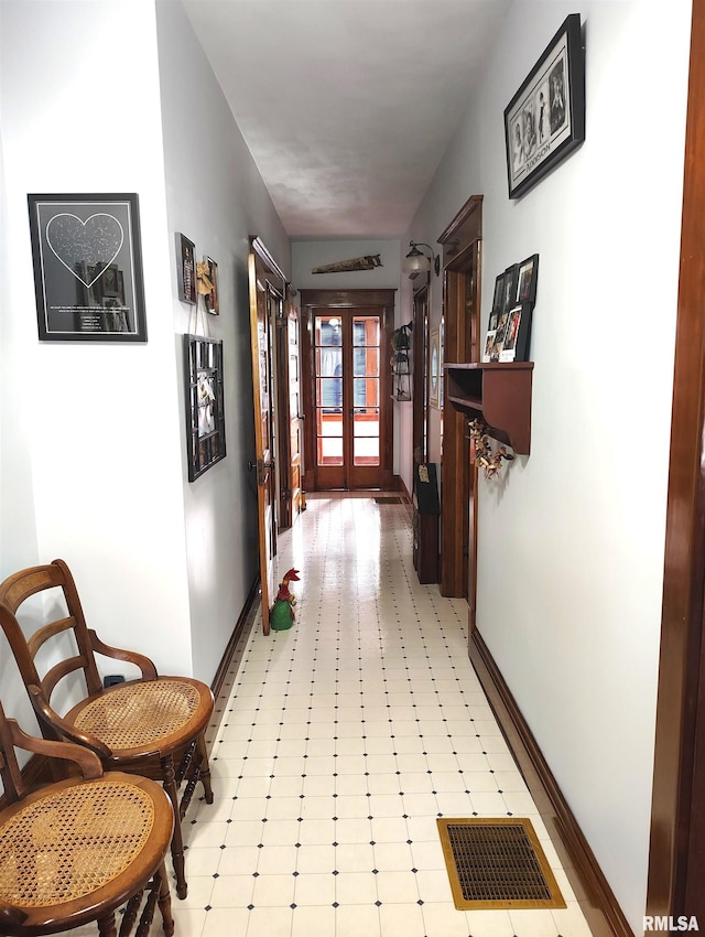 hall featuring french doors