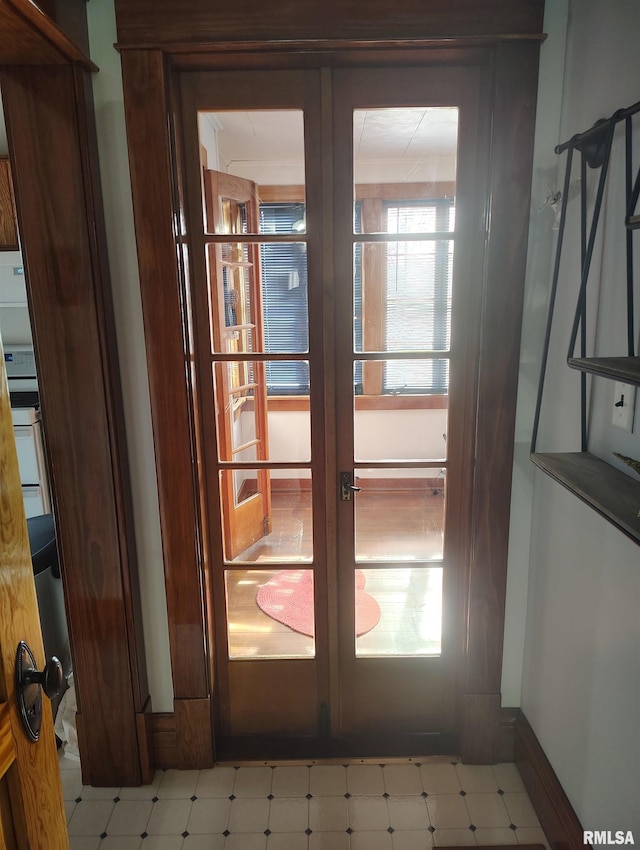 doorway featuring french doors