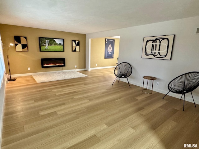 sitting room featuring light hardwood / wood-style flooring