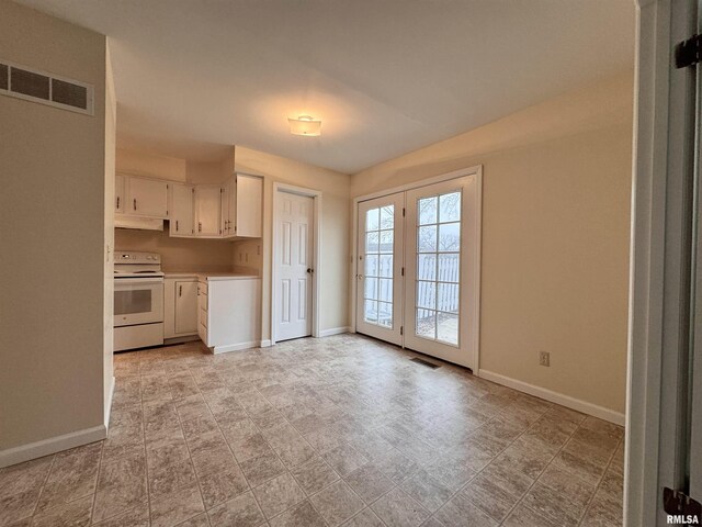 kitchen with white cabinetry and electric stove