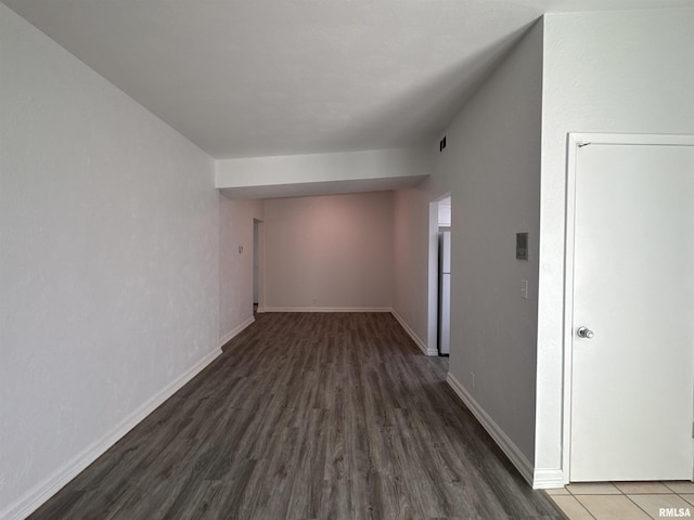 interior space with dark hardwood / wood-style floors