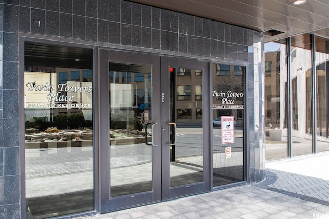 view of exterior entry with french doors