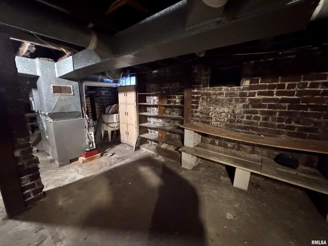 basement with heating unit