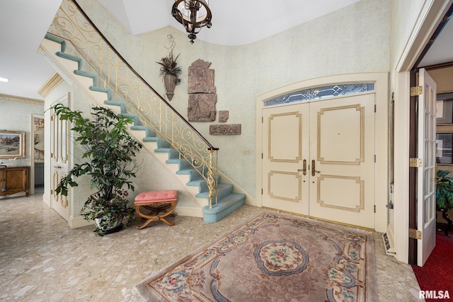 entrance foyer with french doors