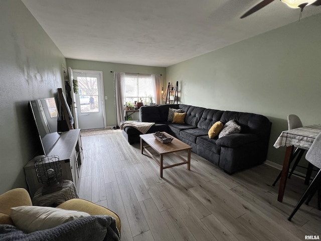 living room with light hardwood / wood-style floors