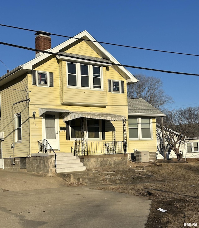 view of front of house with central AC