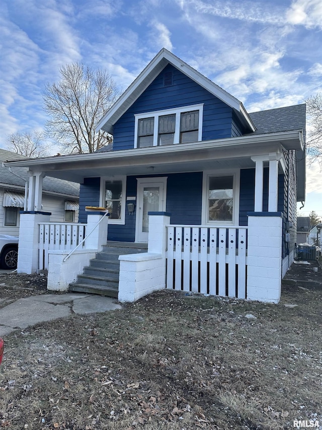 view of front facade featuring covered porch