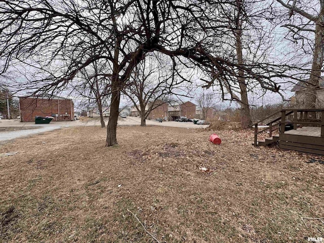 view of yard featuring a wooden deck