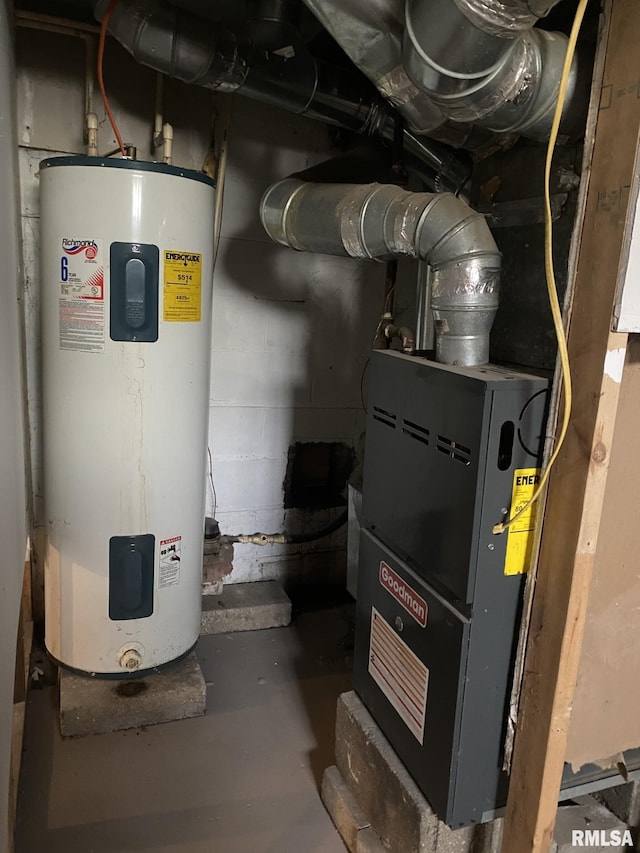 utility room featuring electric water heater