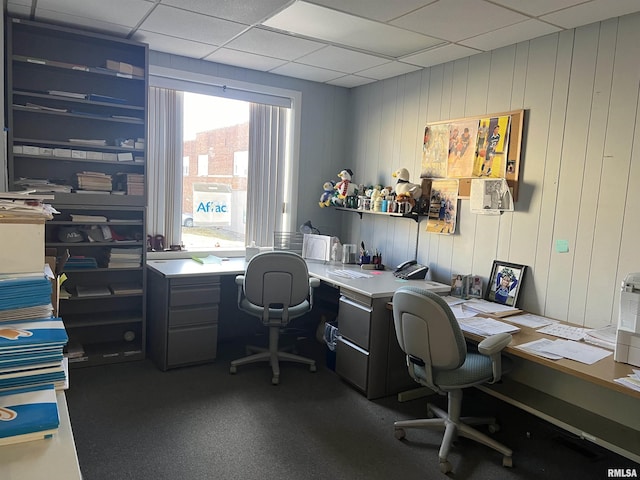 office featuring a drop ceiling