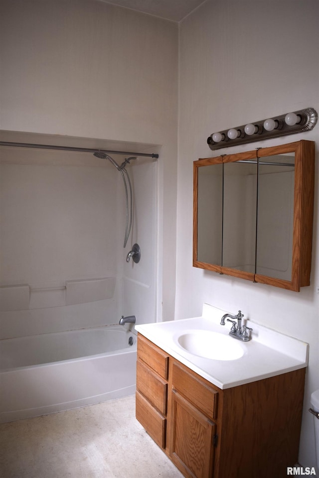 full bathroom with vanity, toilet, and shower / bath combination