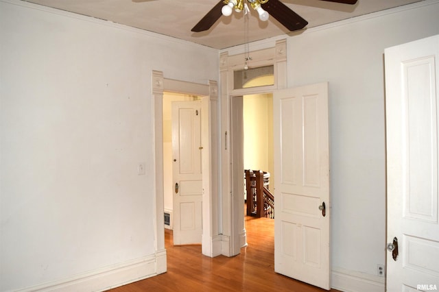 unfurnished bedroom with hardwood / wood-style flooring and ceiling fan