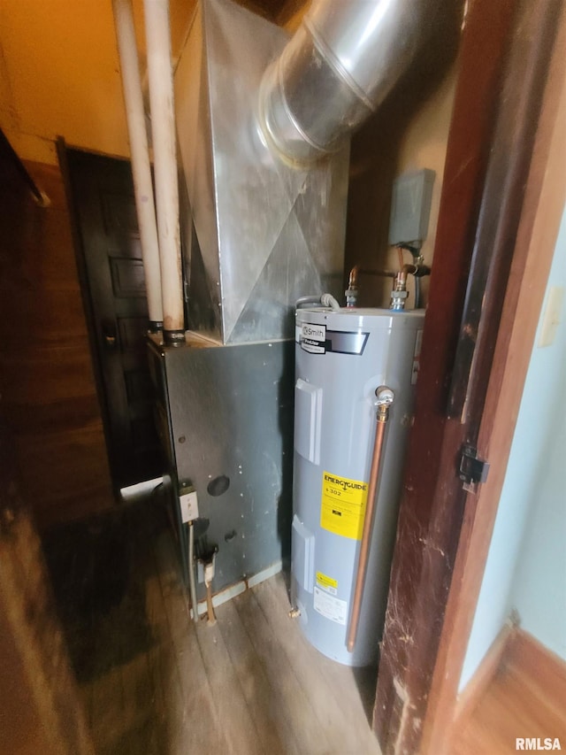 utility room with water heater