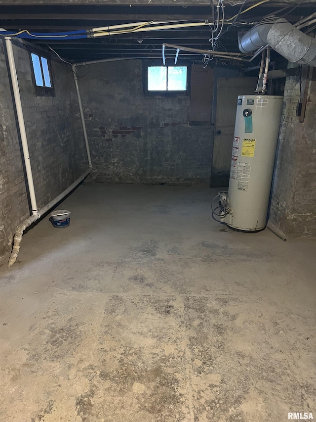 basement with gas water heater