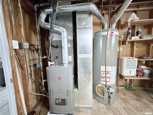 utility room with water heater